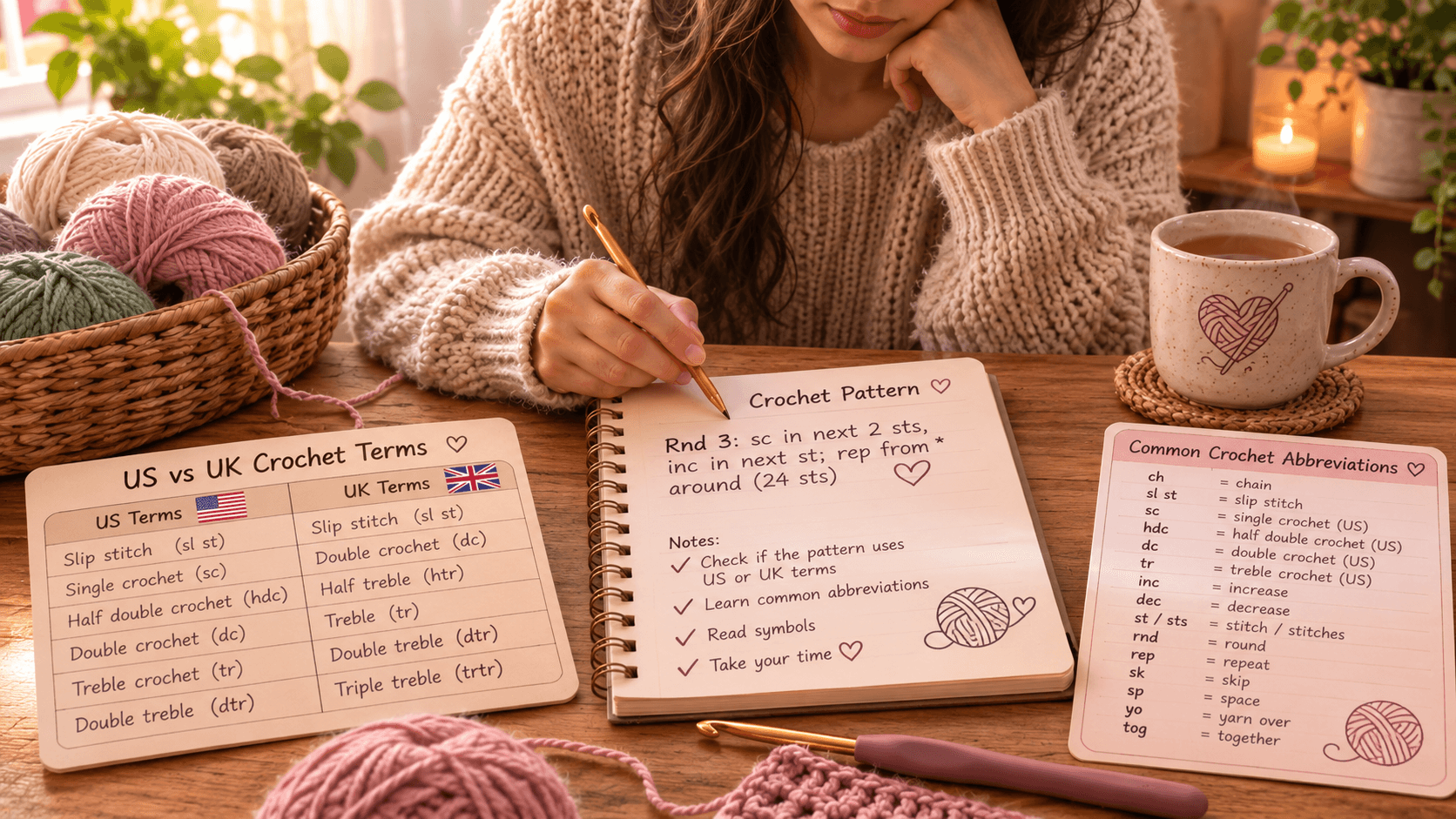 How to Read Crochet Abbreviations: US vs UK Terms and Pattern Symbols